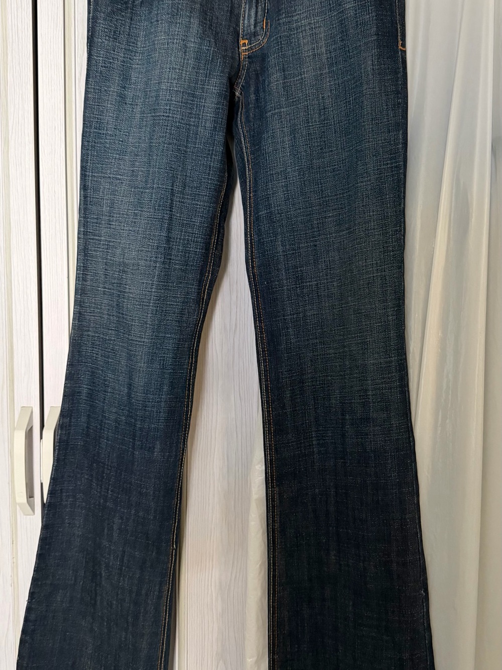 Flying monkey 2005 Women's Blue Flare Jeans Classic Wide Leg rhinestone back sz7